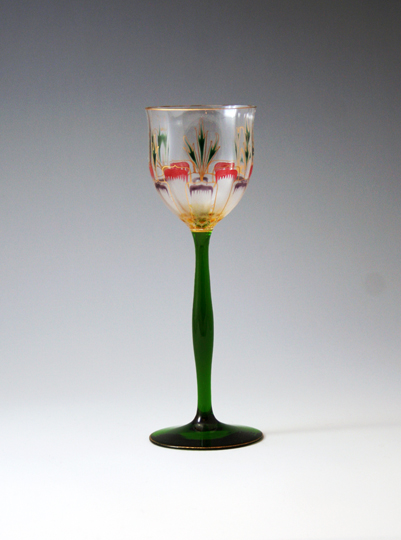 装飾ガラス「花文様ワイングラス」