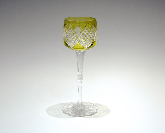 装飾ガラス「ダイヤモンドカットワイングラス（黄色）」