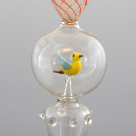 装飾ガラス「小鳥のフィギュア入りグラス」