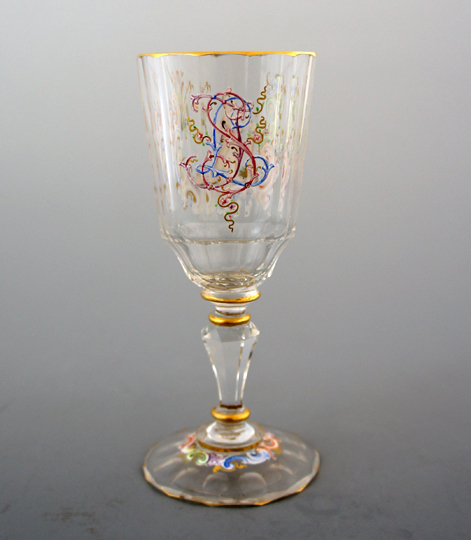 装飾ガラス「エナメル彩ワイングラス」