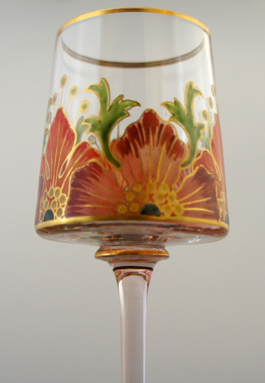 装飾ガラス「花文様ワイングラス」