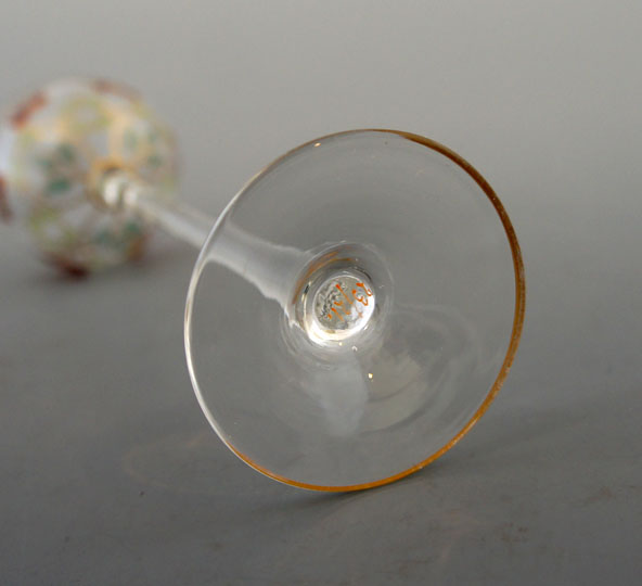 装飾ガラス「エナメル装飾 バラ文様 リキュールグラス」