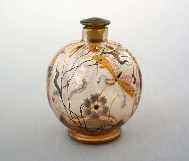 エミール・ガレ「花と虫文様香水瓶」《アンティックかとう》