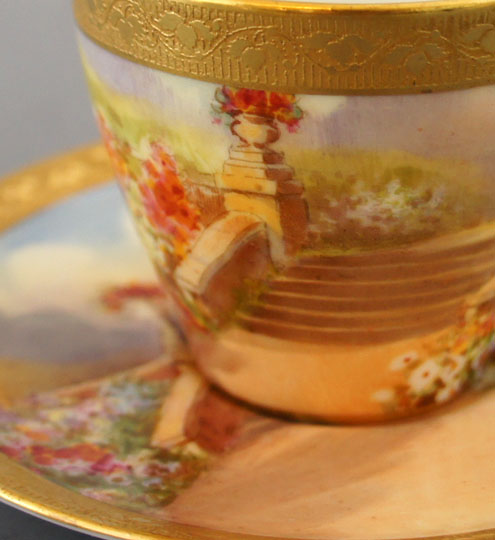 陶磁器「金彩庭園風景デミタスカップ」
