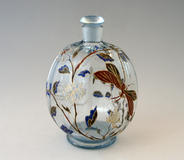 アールヌーヴォー「蜻蛉と花文様香水瓶」