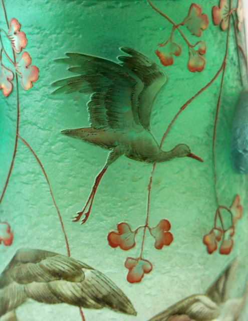 アールヌーヴォー「鷺に水草文 花瓶」