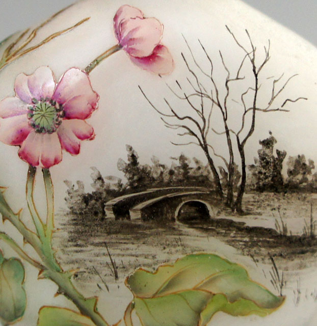 アールヌーヴォー「花に風景文 香水瓶」