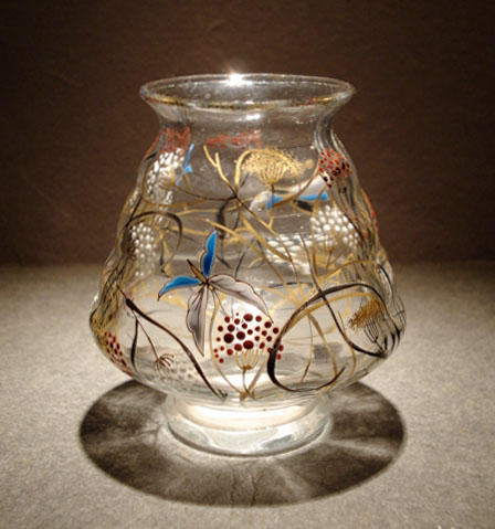 エミール・ガレ「草花に虫 小花瓶」《アンティックかとう》