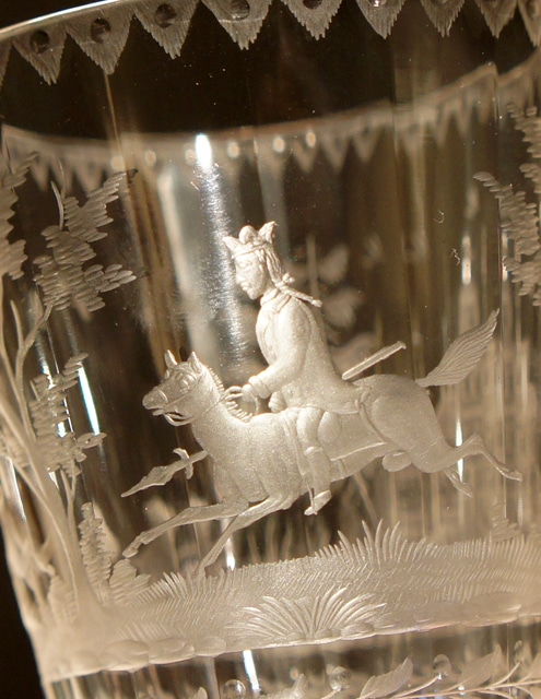 装飾ガラス「狩猟風景 ワイングラス」