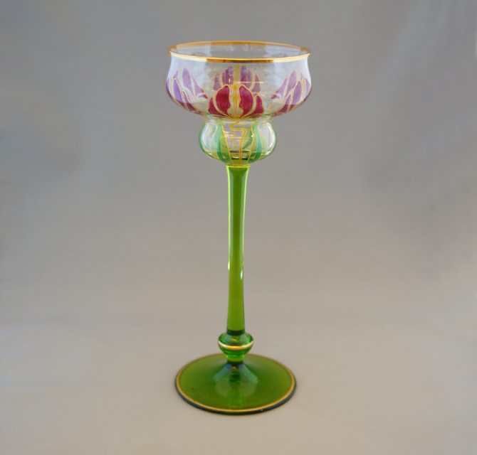 装飾ガラス「花文様 ワイングラス」