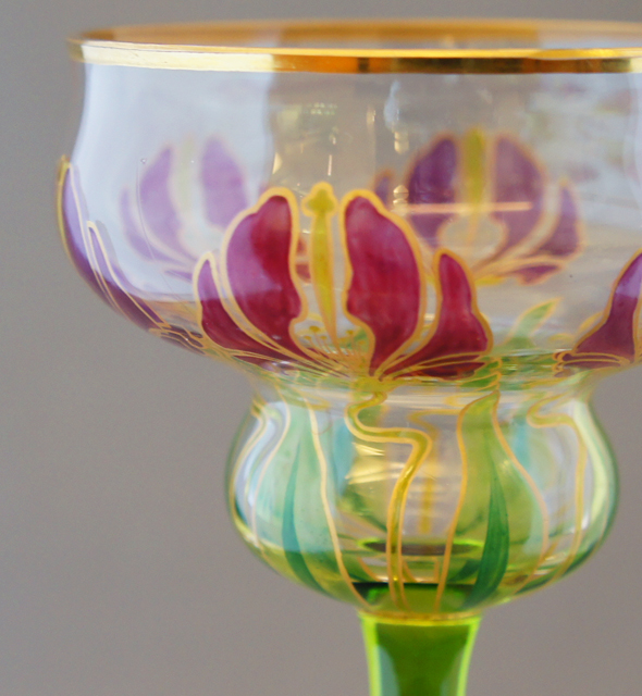 装飾ガラス「花文様 ワイングラス」