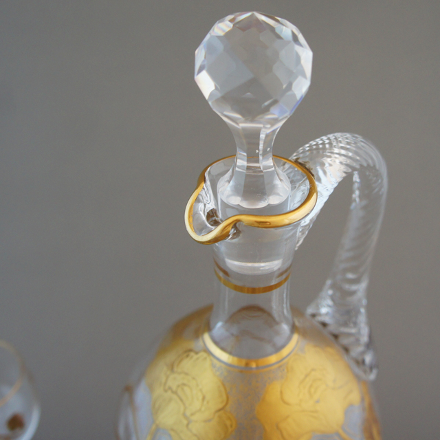装飾ガラス「金彩 花文様 リキュールセット」