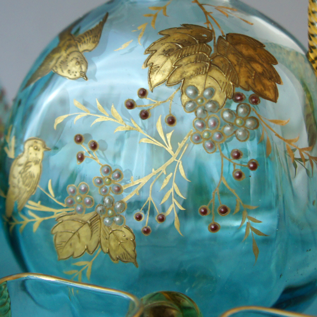 装飾ガラス「ジャポニズム 金彩装飾 青色ガラス リキュールセット」