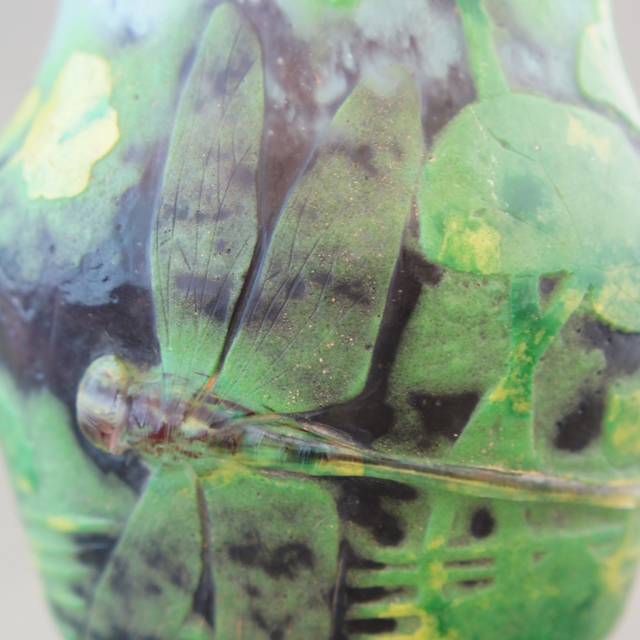 アールヌーヴォー「蓮池に蜻蛉文 花瓶」