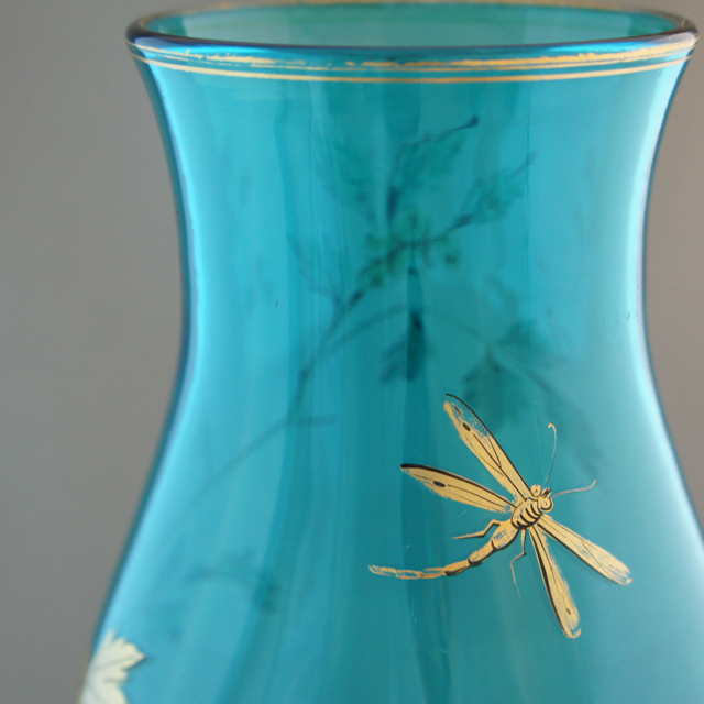 グラスウェア「雀に蜻蛉文 花瓶」