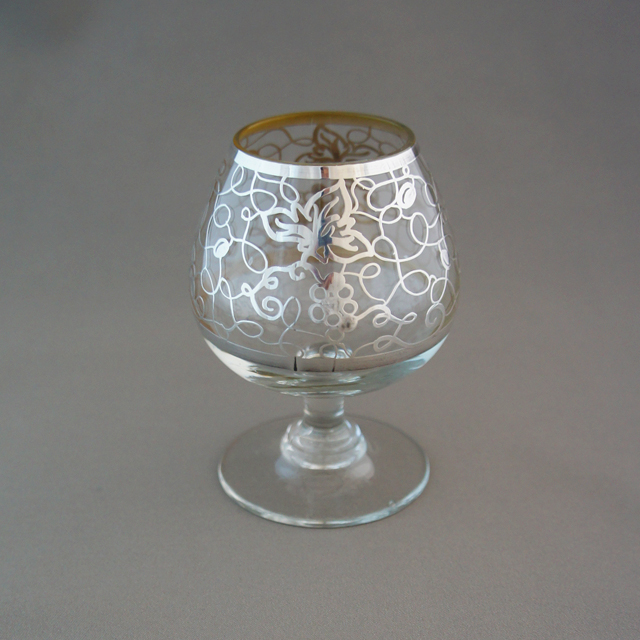 グラスウェア「葡萄文 銀装飾 ワイングラス」