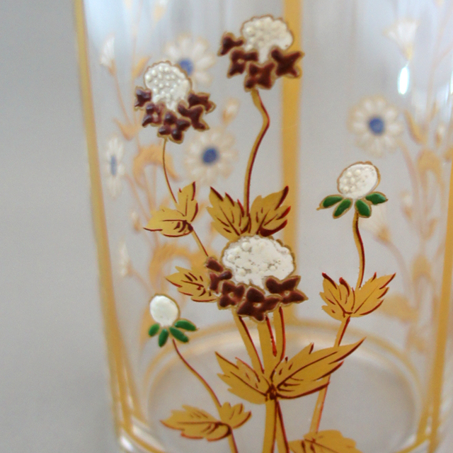 装飾ガラス「金彩エナメル装飾 花文様 タンブラー」