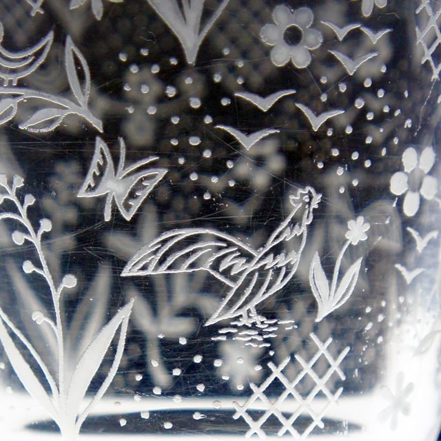 グラスウェア「花鳥文様 花瓶」
