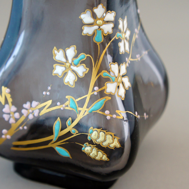 装飾ガラス「ジャポニズム 花文様 小花瓶」
