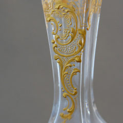 オールド・バカラ 1900年頃 草花文 金彩盛り上げ 大型 27.8cm 花瓶
