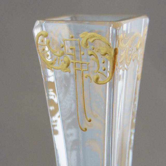 装飾ガラス「金彩薔薇文様 小花瓶」