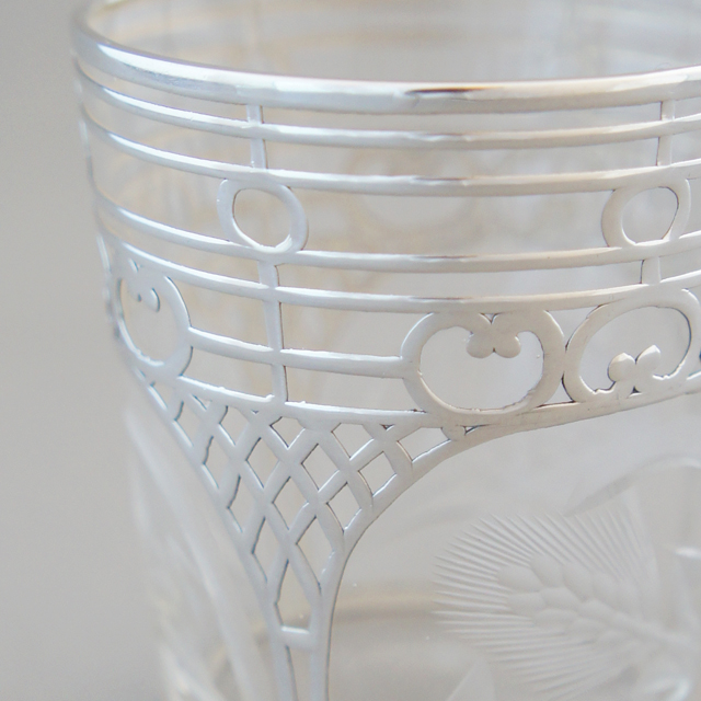 グラスウェア「銀巻き装飾 麦文様カット ショットグラス 高さ6cm」