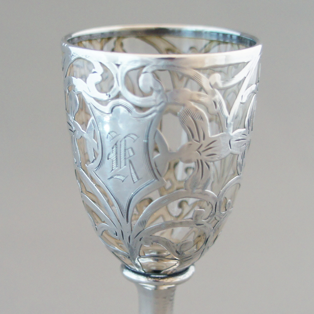 グラスウェア「銀巻き装飾 リキュールグラス 高さ8cm」