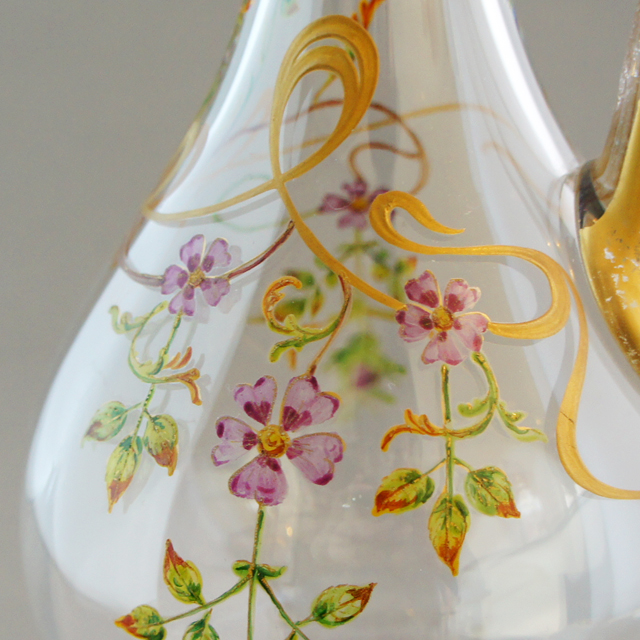 グラスウェア「エナメル装飾 花文様 ボトル」