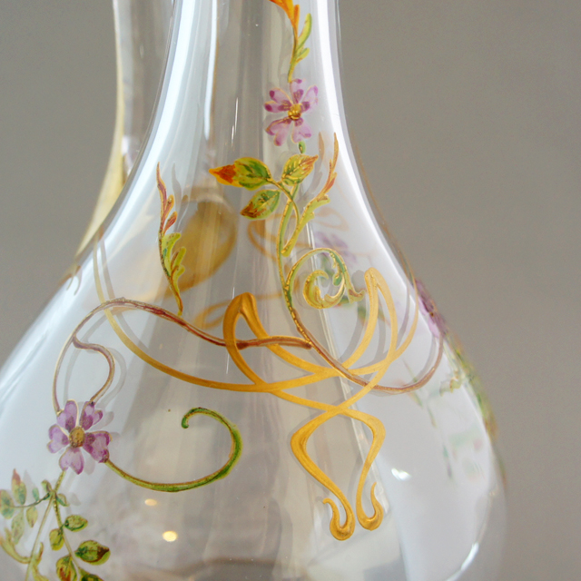 グラスウェア「エナメル装飾 花文様 ボトル」