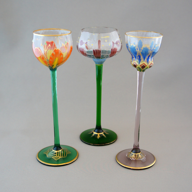 グラスウェア「エナメル装飾 花文様 リキュールグラス」