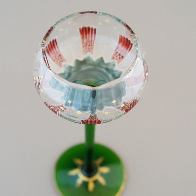 グラスウェア「エナメル装飾 花文様 リキュールグラス」