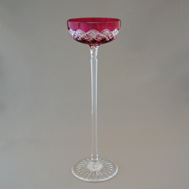 オールドバカラ「赤被せガラス シャンパンクープ 高さ20cm（容量約30ml）」《アンティックかとう》