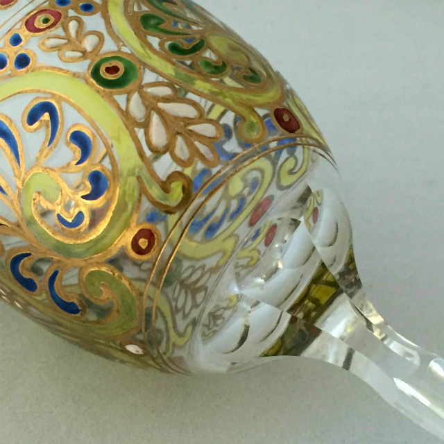 グラスウェア「エナメル装飾 イスラム文 ワイングラス」