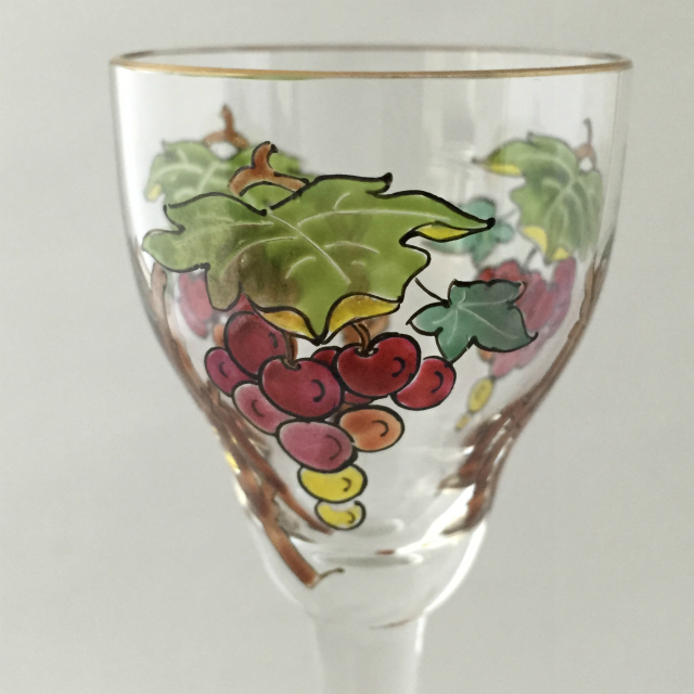 グラスウェア「葡萄文 リキュールグラス 高さ14.5cm」