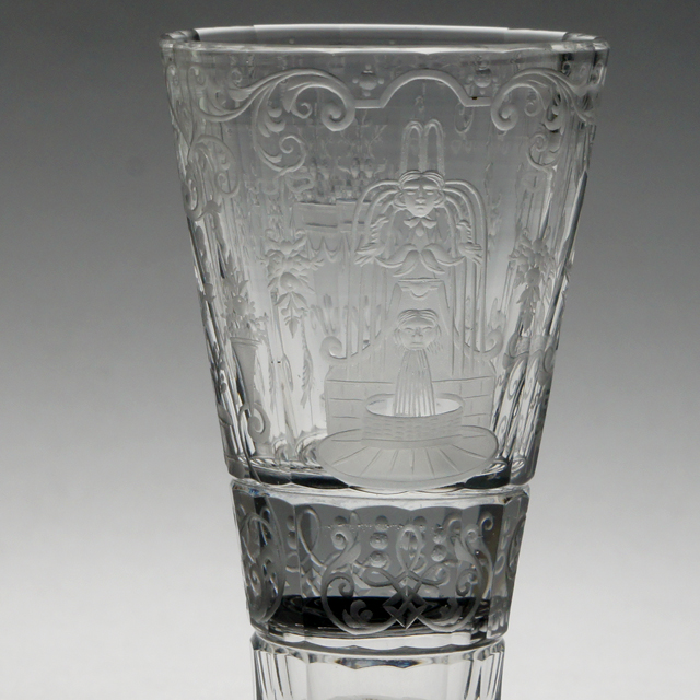 グラスウェア「人物文 グラヴィール装飾 リキュールグラス 高さ8cm（容量約20ml）」