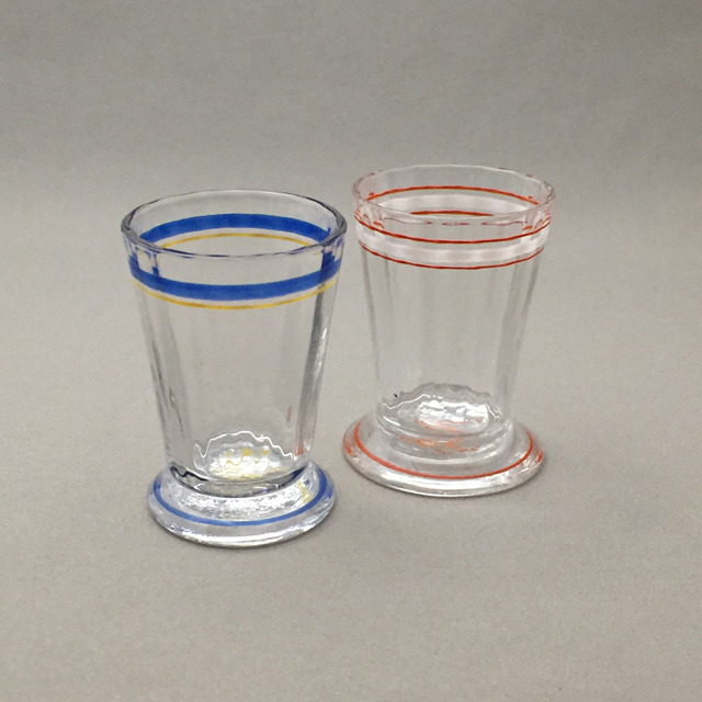 グラスウェア「エナメル彩 リキュールグラス（青&黄）高さ5cm（容量約15ml）」