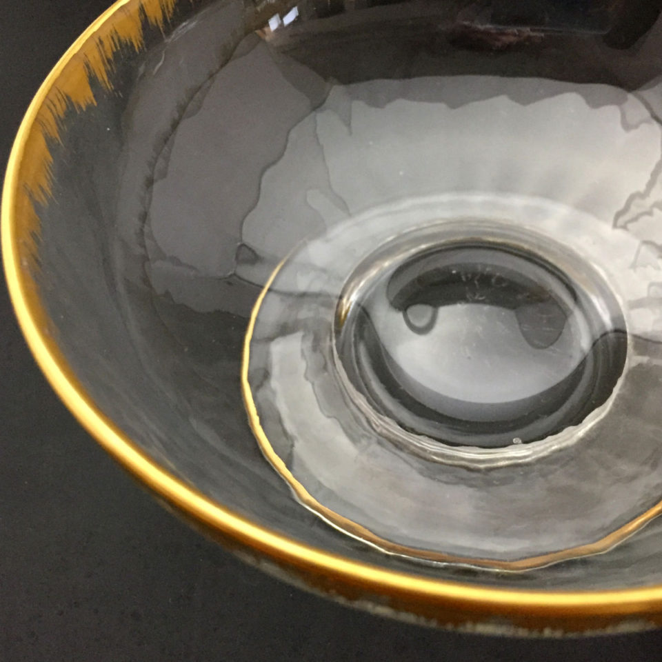 グラスウェア「金彩 ハンドル付き 小鉢 6客セット 直径9.6cm」