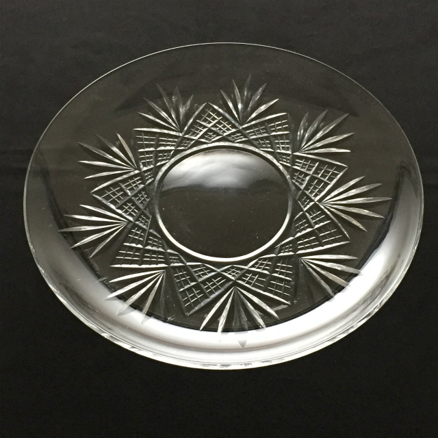 グラスウェア「カット装飾 皿 2枚セット 直径19.5cm」