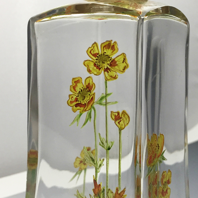 グラスウェア「エナメル装飾 草花文 リキュールセット（ボトル&グラス6客）」