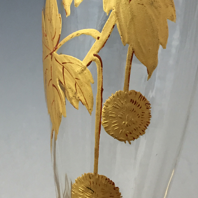 グラスウェア「金彩 プラタナス文様 花瓶」