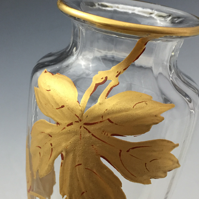 グラスウェア「金彩 プラタナス文様 花瓶」