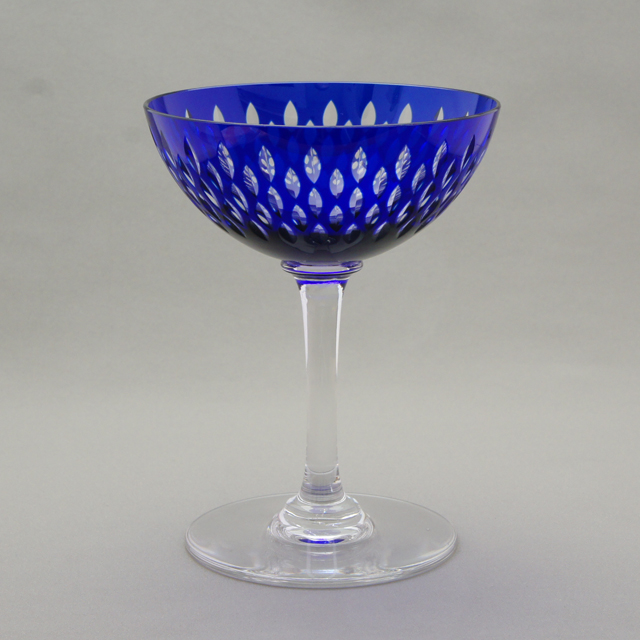 グラスウェア「パリ PARIS 青被せガラス シャンパンクープ 高さ12.4cm（約90ml）」