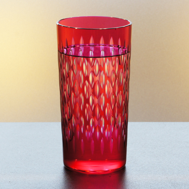 グラスウェア「PARIS パリ 赤被せガラス ハイボールグラス 高さ14cm（約300ml）」