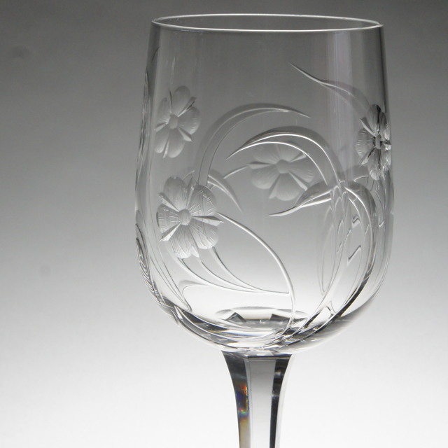 グラスウェア「草花文下蕪型グラス H17.8cm（240ml）」