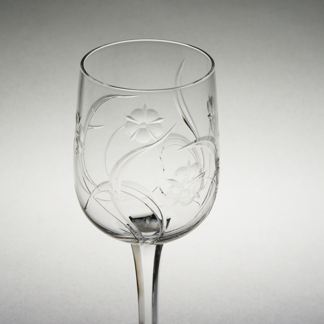 グラスウェア「草花文下蕪型グラス H14cm（110ml）」