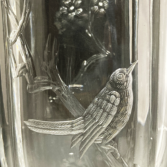 グラスウェア「花鳥文花瓶」