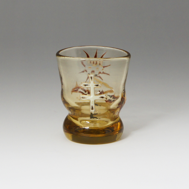 グラスウェア「薊にロレーヌ十字扁壷型小酒杯 40ml」