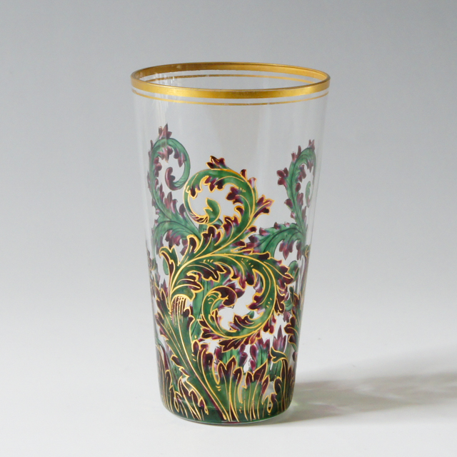 グラスウェア「唐草文 ゴブレット（グリーン）」