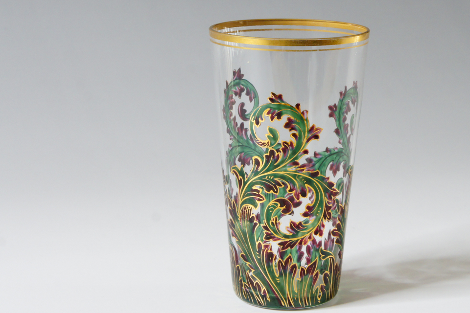 グラスウェア「唐草文 ゴブレット（グリーン）」