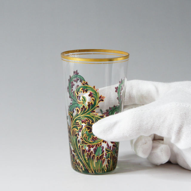 グラスウェア「唐草文 ゴブレット（グリーン）」